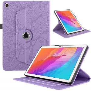 Kal-Tablette Coque Pour Huawei Matepad T 10 9.7 Pouces 2021 Etui Rotatif 360 Housse Pu Cuir Flip Support Protection Cover Case Pour Huawei Matepad T 10 9.7"" Coque,Violette Arbre - Neuf
