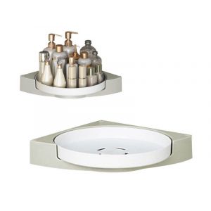 &Eacute;tag&egrave;re D'angle De Salle De Bain Avec Plateau Tournant Lazy Susan Pour Produits De Toilette - Neuf