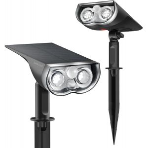 Lampe Solaire Ext&eacute;rieure D&eacute;tecteur De Mouvement 1000lm, Lumiere Solaire Exterieur Ip67 &Eacute;tanche, Blanc Froid, Pour Jardin, Chemin, Court, Lot De 2 - Neuf