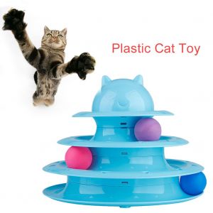 Hjlian Jouet Pour Chat En Plastique Antiderapant Et Mignon, Plateau Tournant A Trois Couches (Bleu) - Neuf