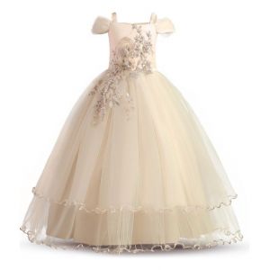 Robe Longue Brodée Tridimensionnelle À Épaules Dénudées - Neuf