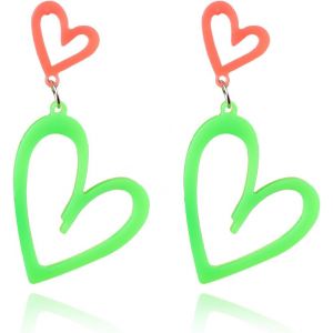 Chenquansarl-Boucles D'oreilles N&eacute;on Pour Femme Coeur R&eacute;tro Ann&eacute;es 80 90 Bijoux De Soir&eacute;e Club Accessoires Durables Costume D&eacute;claration Boucles D'oreilles - Neuf