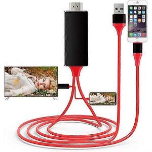 Adaptateur de câble Lightning vers HDMI compatible avec iPhone,RED - Neuf
