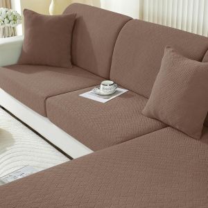 Tianyi-Housse Assise Canapé Extensible, Housse Dossier Canapé, Universelle Housse Coussin Canape, Protection Meubles Couvre Pour Canapé Antidérapante Couverture Canape (1 Place*3, Marron) - Neuf