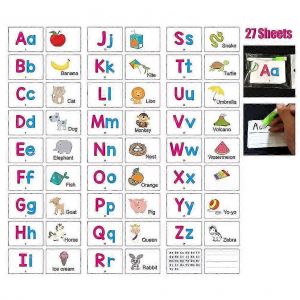 Apprentissage pour b&eacute;b&eacute; ABC Alphabet Lettre Animaux Fruits Cartes cognitives Jouets &eacute;ducatifs avec stylo effa&ccedil;able - Neuf