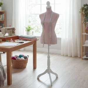 Mannequin de couture HWC-F20, mannequin de vitrine/de couture, torse f&eacute;minin, en plastique et bois, certifi&eacute; MVGrose - Neuf