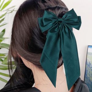 Ruban Bowknot Décor Épingle À Cheveux Satin Tissu Printemps Pince À Cheveux Anti-Dérapant Conception Noeud Décoratif Ruban Tête Arrière Pince À Cheveux Accessoire De Cheveux-Vert - Neuf