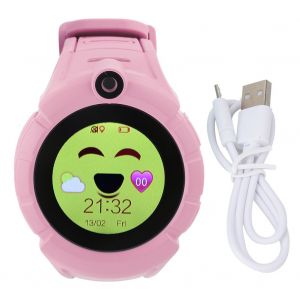 Montre Connectee Q360 Pour Enfants, Ecran Tactile Rond, Wi-Fi, Gps, Anti-Perte, Prise De Photos (Rose) - Neuf
