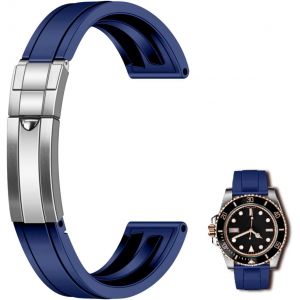 Eryi-Bracelet De Montre En Silicone Tpu De 20 Mm Pour Homme Et Femme - Caoutchouc Fluoré Avec Boucle Déployante Classique - Neuf