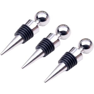 Checarzhn--No1-Bouchon Bouteille Vin,3 Pcs Bouchons De Bouteilles De Vin Argentés Bouchons Anti-Fuites Réutilisables Pour Champagne,Prosecco,Bière Et Spiritueux - Neuf