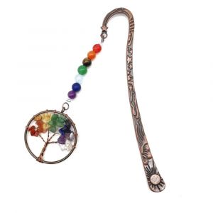 Marque-Page Arbre De Vie Chakra Métal Marque-Page Pendentif 7chakra Perles De Cristal Vintage - Neuf