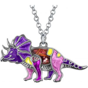 Kal-Collier Pendentif Dinosaure Tric&eacute;ratops En &Eacute;mail Mignon Pour Femmes Filles Bijoux Fantaisie Cadeaux - Neuf