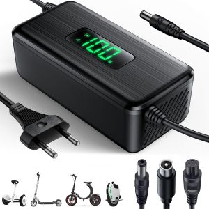 Asfasfq-42v 2a Chargeur Trotinette Electrique Avec Écran Led De Charge(%), Chargeur Hoverboard Avec 4 Connecteurs, Chargeur Universel Pour Toutes Les Batteries Lithium De 36v, Avec Ninebot, Xiaomi - Neuf