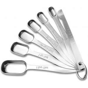 Cmws-Lot De 7 Cuillères À Mesurer Rectangulaires Avec Niveleur, Cuillère À Café Et Cuillère À Soupe En Acier Inoxydable Pour Ingrédients Secs, Gadgets De Cuisine - Neuf