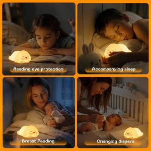 Veilleuse Enfant Veilleuse Lapin&iquest;7 Couleurs Portable Lampe Lapin&iquest;Veilleuse Bebe Minuterie 1/3 Heure&iquest; Usb Veilleuses Rechargeable&iquest;Cadeaux Et Surprises Pour Gar&ccedil;ons Et Filles (Lapin) - Neuf
