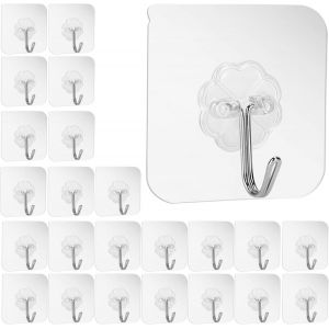 Lot de 24 crochets adhésifs sans clous, crochets muraux 6 kg (max.) transparents - Neuf