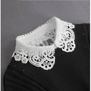 Faux Col Blanc Avec Cravate Avant Pour Femmes,Col D&eacute;tachable,Vintage,Dentelle,Faux Col De Chemisier Pour Dames--011-02 - Neuf