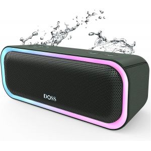 Enceinte Bluetooth, Haut Parleur Portable Sans Fil Avec Bass Puissantes, Étanche Ipx6, Lumières Multicolores,Autonomie 20H, Double Appairage Stéréo, Vert - Neuf