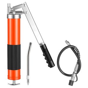 MEVRONISSHOP-Pistolet &agrave; Graisse Manuel 689 Bar Pistolet Graisseur &agrave; Levier &agrave; Une Main Capacit&eacute; 0,4 L pour Machines Automobiles Agricoles Industrielles, Flexible 45,7 cm Tube Extension Rigide 1 Buse P - Neuf