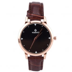 Montre A Quartz Retro A Cadran Rond, Bracelet En Cuir Synthetique (Cafe) - Neuf