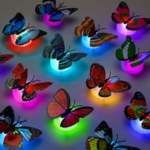 Autocollant décoratif 3D LED papillon veilleuse simple et double - Neuf