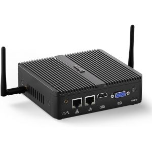 CHECARZHN--NO1-Fanless Mini Pc Celeron J4125, Micro Pc 8 Go Ram Ddr4 256 Go Ssd, Com Rs232, Double Lan Rj45, Sortie Double Affichage, Hd+Vga, Usb3.0, Wi-Fi Double Bande, Bt 4.0 - Neuf