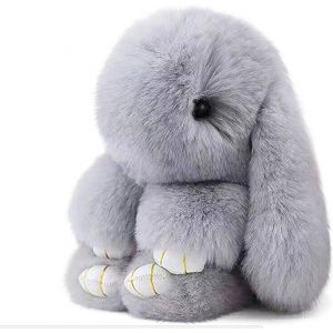 KAL-Belle Lapin Pendentif Doux Moelleux Lapin Lapin Poupée De Voiture Porte-Clés Charme Porte-Clés Sac À Main Pendentif Décor Meilleur Cadeau Mignon Pour Familles Amis(Lumière Gris 13Cm) - Neuf