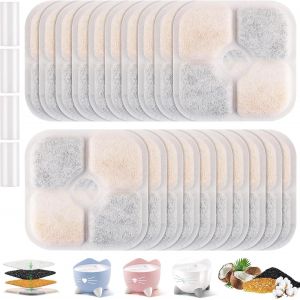 Bhhbb-20 Pcs Filtre Fontaine Eau Chat, Filtre Fontaine Chat Avec 4 Tuyaux, Filtre Fontaine A Eau Pour Chat Avec La Résine Et Charbon Actif, Quadruple À Filtration Remplacement Pour Chien - Neuf