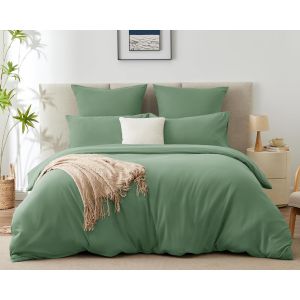 Tianyi-Housse De Couette 220x240 Cm Avec 2 Taies D'oreiller 65x65 Cmparure De Lit 2 Personnes Pour Lit 180x200 Avec Fermeture Éclair Sets De Housse Couette En Microfibre, Vert 220 X 240 240x220 - Neuf