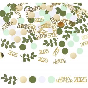 Lot de 200 Confettis D&iquest;&iquest;coratifs du Nouvel An 2025 - Vert et Dor&iquest;&iquest; - Happy New Year - D&iquest;&iquest;coration de Table - Neuf