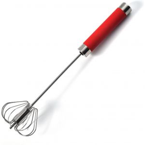 Fouet À ?Ufs Semi-Automatique En Acier Inoxydable ¿ 3 Pièces, Mélangeur Rotatif À Main (25,4 Cm, Rouge) - Neuf