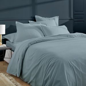 - Parure De Lit 1 Personne 140x200 Cm - Housse De Couette 140x200 Cm Avec Rabat Et 1 Taie D'oreiller 63x63 Cm En Percale De Coton 80 Fils - Uni Bleu Ciel - Neuf