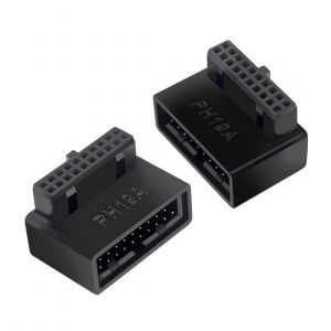 Cy Lot De 2 Adaptateurs D'Extension Usb 3.0 20 Broches M&acirc;le Vers Femelle Coud&eacute; &Agrave; 90 Degr&eacute;s[Z737] - Neuf