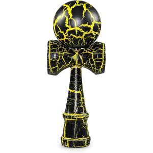 Mdy-Kendama, Japonais Jeu D'adresse, Bois D'hêtre, Couleur:Noir Et Jaune - Neuf