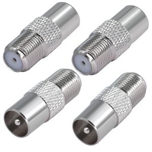 Connecteur d'antenne TV F Femelle vers TV m&acirc;le Connecteurs d'antenne pour c&acirc;bles d'antenne C&acirc;bles Satellite TV m&acirc;le vers connecteur de Type F Femelle 4 pi&egrave;ces - Neuf