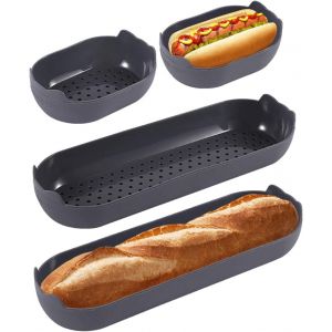 Jexnovashop-Silicone Moule À Baguette, 4 Pièces Maison Cuisine Moule A Pain Antiadhésif Réutilisable, Conception Poreuse Pour Cuisson Pain Français Et Gressins, 11.7*8.2*3.5 Cm, 24.7*8.5*3.5 Cm - Neuf