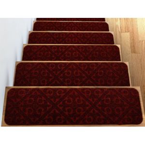 Tapis D'escalier Antid&eacute;rapants Rouge Vin - Lot De 2 - Neuf