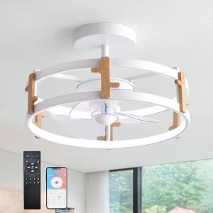 Checarzhn--No1-Ventilateur De Plafond Led Silencieux Avec Éclairage, Moderne Ventilateur De Plafond Réversible Et Telecommande, Réglable 6 Vitesses Pour Le Salon Salle À Manger Chambre À Coucher(Blan - Neuf