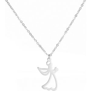 Kal-Collier Avec Pendentif Ange Pour Femme Et Fille Amulette Chr&eacute;tienne Avec Cha&icirc;ne De Cou Bijoux En Acier Inoxydable Pour Enfants Saint Valentin Cadeaux De F&ecirc;te Des M&egrave;res - Neuf