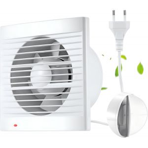 150mm VMC Salle de Bain,VMC Extracteur,22W Extracteur d'Air Avec Clapet Anti Retour,1m UE Prise pour Salle de Bain,Cuisine,Bureau,WC.[I26] - Neuf