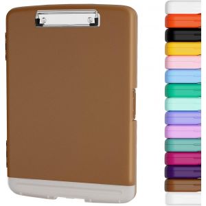 Porte-Bloc Avec Rangement, Porte-Stylo Et Classeur Légal A4, En Plastique Résistant, À Ouverture Latérale, Clip À Profil Bas, Pour Infirmières, Enseignants, Juristes, Marron - Neuf