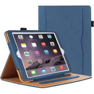 KALANKA-Coque pour iPad 6&egrave;me/5&egrave;me G&eacute;n&eacute;ration 9.7 Pouces 2018/2017, Coque &Eacute;tui pour iPad Air 2 9.7 Pouces 2014, &Eacute;tui Protecteur en Cuir PU avec Veille/R&eacute;veil Automatique (Bleu fonc&eacute;) - Neuf