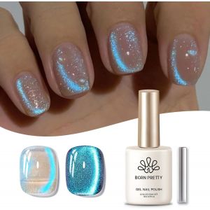 Born Pretty Vernis À Ongles Gels Semi-Permanents Magnétique, Bleu Holographique Pailleté Cat Magnetic Eye Gel U V Brillant Scintillant Auroras Vernis À Ongles Gel 15ml - Neuf