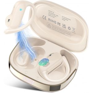 Open Ear Ecouteurs Sans Fil, Écouteur Bluetooth 5.4 Hifi Stéréo, Ecouteurs Sans Fil Sport Avec Enc Mic, Écran Led Ecouteurs Contrôle Tactile, 32H Oreillette Bluetooth Ipx7 Étanche - Neuf