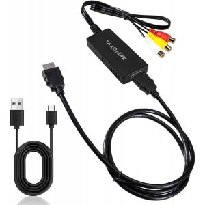 Convertisseur Rca Vers Hdmi, Rca Vers Hdmi, 1080p Composite Cvbs Av Vers Hdmi, Adaptateur Hdmi Pour Enregistreur Vidéo Ps2/Xbox/Snes/N64/Vhs/Vcr, Dvd, Prend En Charge Pal/Ntsc - Neuf
