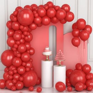 106Pcs Red Latex Balloons 5 10 12 18 Inch Red Balloon Garland Kit With Ribbon For Women Boys Girls Birthday Party Wedding Christmas Party Carnival Decorations - Neuf