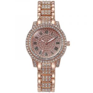 Montre &Agrave; Quartz &Eacute;l&eacute;gante Avec Diamants &Eacute;toil&eacute;s Scintillants Et Bracelet - Neuf