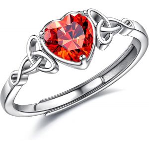 Bague Argent 925 Femme Reglable Bague Pierre De Naissance Coeur Brillant Alliance Femme Bague De Fiancailles Bague Promesse Mariage Bague Pouce Bague Femme Argent Bijoux Avec Bo&icirc;te Cadeau - Neuf