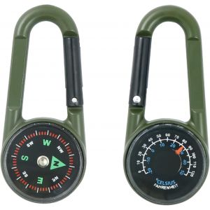 Boussole Avec Mousqueton Et Thermom&egrave;tre, Mini Boussole Mousqueton, Boussole D'ext&eacute;rieur Pour Enfants, Pour Le Camping, La Randonn&eacute;e, Les Voyages, Boussole 4 En 1 - Neuf