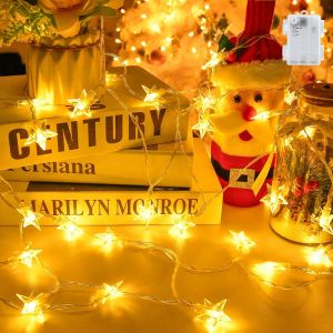 KAL-Guirlande Lumineuse À Piles Pour L'Extérieur Et L'Intérieur - 6 M - 40 Led - Blanc Chaud - Avec Minuterie De 6 H - Étanche Ip65 - Pour Sapin De Noël, Chambre D'Enfant, Décoration De Noël - Neuf